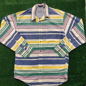 Colorful Multi Striped Vintage Button Up Shirt